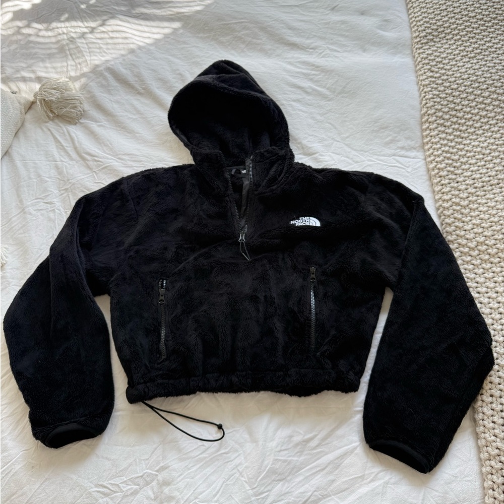 Black Northface Crop Fleece Hoodie